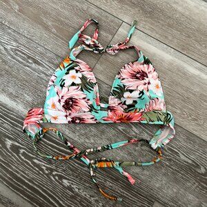 Beautiful! Kona Sol Swimwear Sz M Bikini Top Tropical Print Great Colors!!